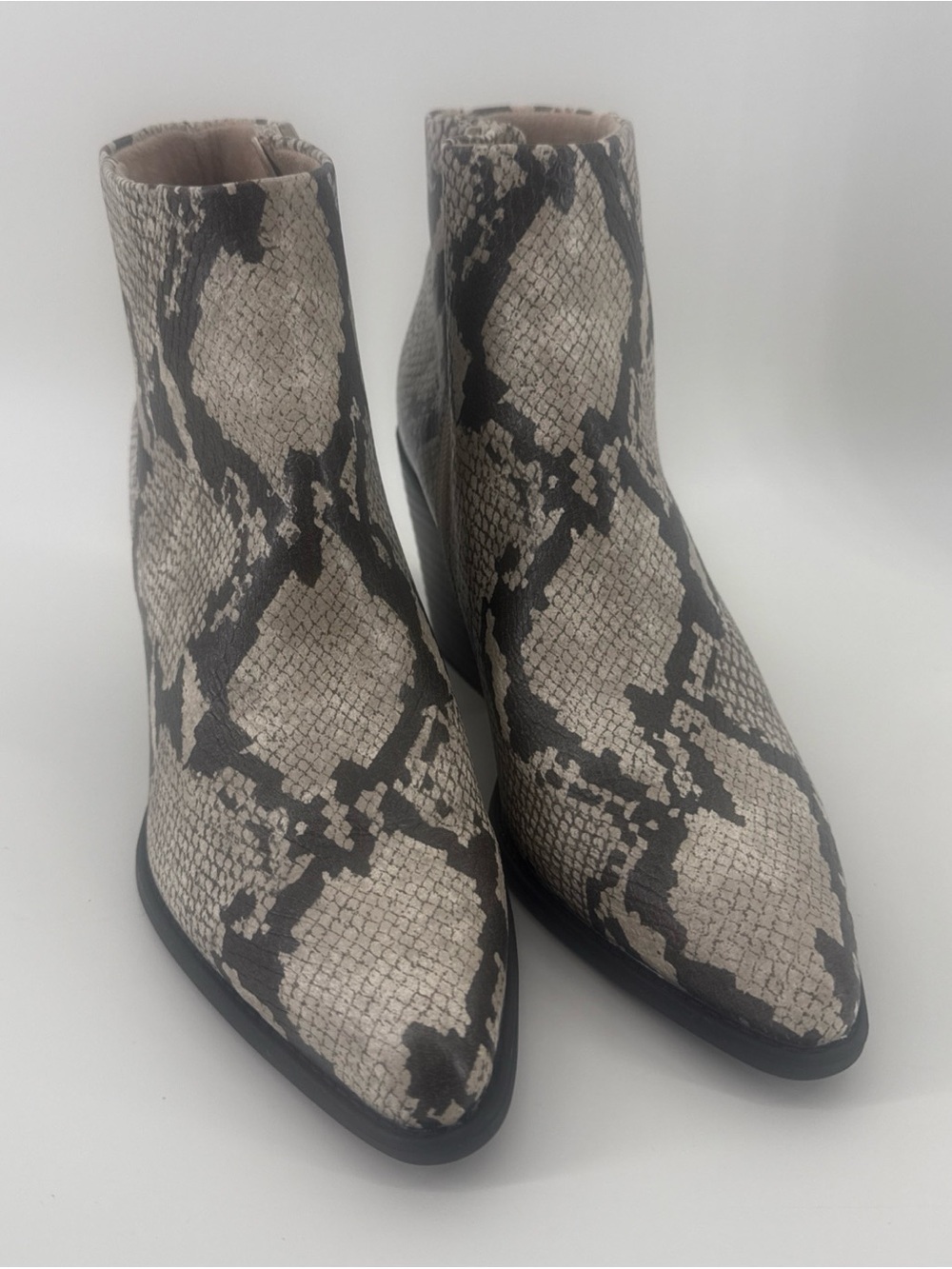 Soul Naturalizer MIKEY Ankle Boots Snake Print Women's 9 EU 39 Ivory Black
